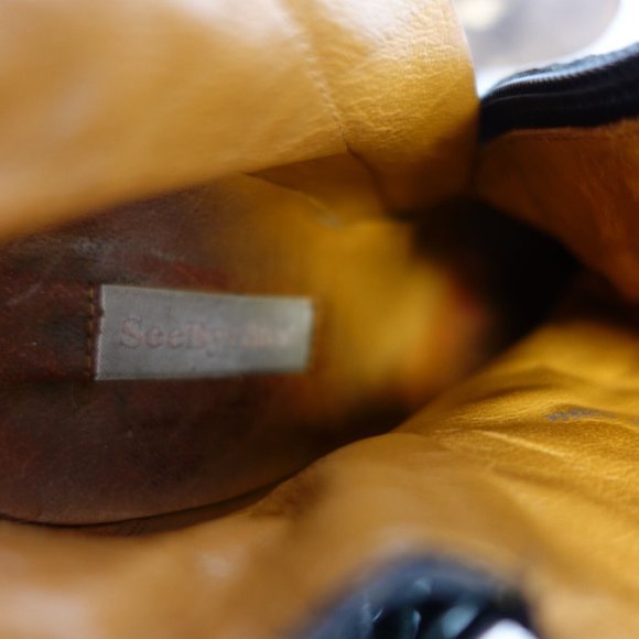 See By Chloe Boots Women Leather Size 36.5 Black Western Ankle Booties Fringes 6 - Picture 12 of 15